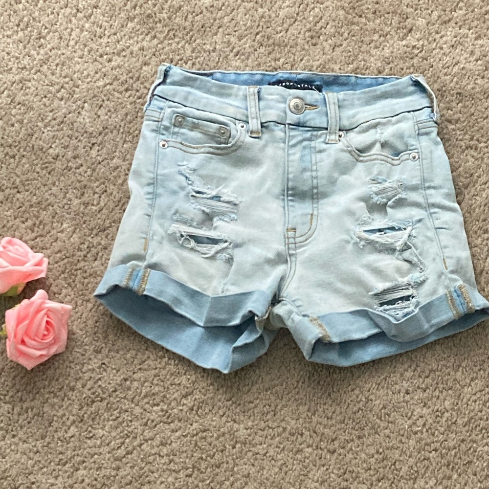 Aeropostale blue ripped Jean shorts size 00